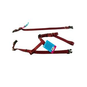 Play On! Dog Collar and Harness Set Medium Red Black NWT Checkered Adjustable